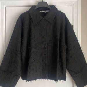 NEW Fringed Black Button-down Bolero Jacket XL